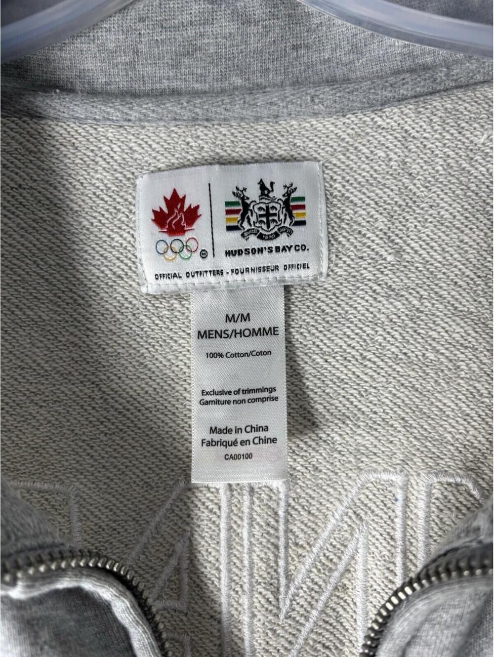 Hudson's Bay CO HBC Gray Sweatshirt Zip-up Men’s Medium - Picture 8 of 15